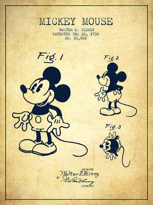 mickey mouse vintage cartoon porn - Mickey Mouse patent Drawing from 1930 - Vintage Poster by Aged Pixel - Fine  Art America