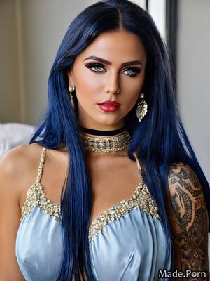 Big Tits Blue Lipstick - Porn image of ukrainian earrings sari big tits blue lipstick looking at  viewer created by AI