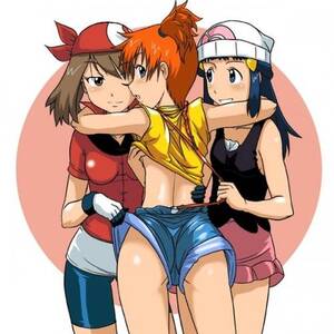 May And Dawn Lesbian Porn - Here you can see Misty, Dawn and May hugging each other before having a  real lesbian fun! â€“ Pokemon Hentai