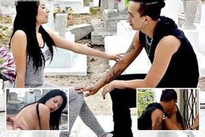 Grave Yard Hispanic - Porn stars spark outrage by filming a hardcore sex flick in a cemeteryâ€¦ and  even romping on someone's grave