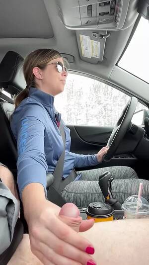 gloved handjob driving passenger - HOT BRUNETTE Gives Her Passenger a HANDJOB watch online