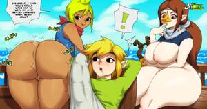 Jay Marvel Porn Nintendo - jay-marvel, link, medli, tetra, nintendo, the legend of zelda, the legend  of zelda: the wind waker, highres, source request, 1boy, 2girls, ass, beak,  blonde hair, breasts, brown hair, bulge, cleft of venus,