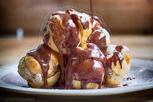 Hot Goat Porn - Chocolate Profiteroles with Turkish Coffee Ice Cream, Goat Milk Caramel and  Hot Chocolate Sauce