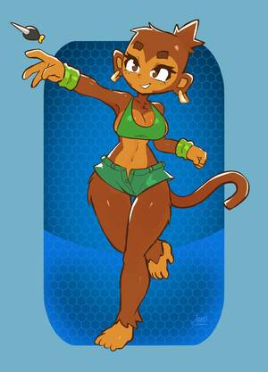 Furry Monkey Porn Art - 232007 - safe, artist:jamoart, mammal, monkey, primate, anthro, plantigrade  anthro, 2023, belly button, bloons tower defense, bottomwear, breasts,  brown body, brown eyes, brown fur, chest fluff, clothes, crop top, dart,  ear piercing,