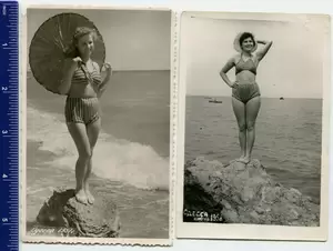1950s Vintage Porn Nude Girls - Vintage photo USSR Soviet nude girl on the beach, fashion swimwear, 1950s |  eBay