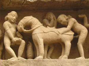 Bestiality Religion Porn - Man having intercourse with a horse, pictured on the exterior of a temple  in Khajuraho.