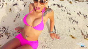 big breasted shemales bikini - Big tits in a bikini at the beach | xHamster
