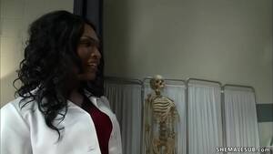 black shemale doctor - Pervy tall ebony shemale doctor Chanel Couture with big tits and big black  cock strips to stockings and fucks her patient Marcelo up his ass - XNXX.COM