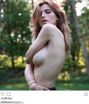 Bella Thorne Big Tits Porn - Bella Thorne topless with 'I love you' tattoo on display | Daily Mail Online