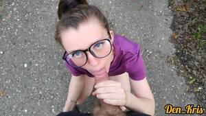 anal sex while giving blowjob - Cute Girl in Glasses gives a Good Blowjob and Loves Anal Sex on a Motorcycle