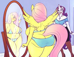 Chubby Pony Porn - e621 anthro anthrofied big_breasts big_butt bikini breasts butt clothed  clothing duo equine feathered_wings feathers female fluttershy_