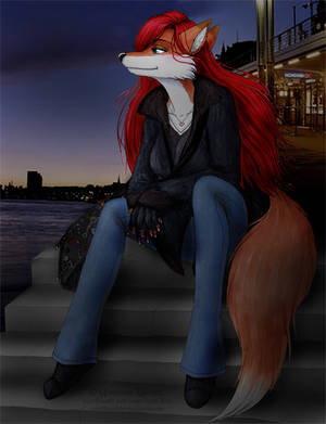 Anthro Vixen Porn - e621 anthro canine female fox mammal outside pier seaside sitting sky solo  vani-fox vani