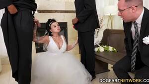busty bride is sucking hard - Busty bride can't stop sucking BBCs right in front of Cuckolding groom