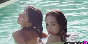 asian lesbian pool sex - Petite Asian Lesbians Kit Rysha And Cara Pin Passion Posing In The Pool HD  XXX Fuck Video 6:00