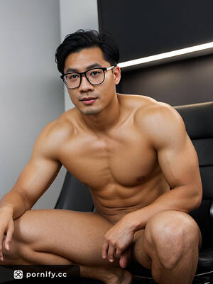Men With Glasses Porn - Big Black Muscular Chinese Office Guy With Glasses and Big Penis Posing  Horny and Bending Over in 24-70mm Lens | Pornify â€“ Best AI Porn Generator