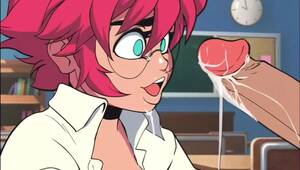 nerdy girl lesbian hentai - Nerdy redhead schoolgirl with huge tits and glasses fucked rough -  CartoonPorn.com