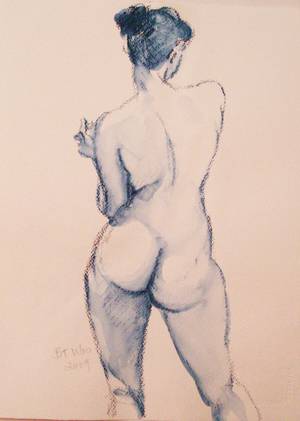 black lady nude drawing drawing - backview line and watercolour Â· Quick DrawDrawing TechniquesFigure ...