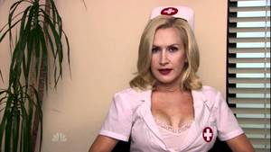 Angela Kinsey Office Porn Captions - Angela Kinsey - Sexy nurse outfit from The Office's Halloween costume  contest - YouTube
