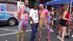 body painting nude big cock - Cocks out in public for body painting - ThisVid.com