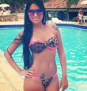 hot bikini latin - sexy latina in hot bikini on her tattooed nasty body with big nice boobs