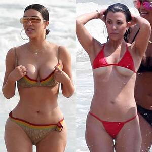 kim kardashian sexy nude latina - Kim & Kourtney Hop in Barely-There Bikinis During Mexican Getaway