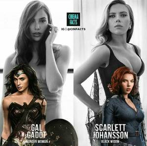 Black Widow Wonder Woman - Pic a side Gal Gadot as Wonder Woman or Scarlett Johansson as black widow.