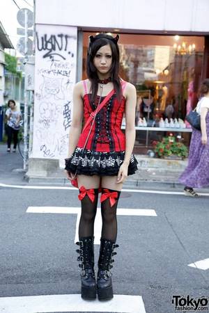 Japanese Punk Girl Sexy Porn - Japanese Girl's Putumayo Devil Ears, Corset Top, tutuHA Skirt & Glad News  Platform Boots