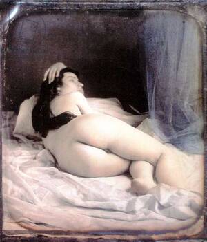 Daguerreotype Porn - Image of A nude woman lying on her bed showing her back, by French School,  (19th century)