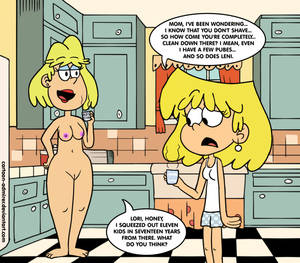 cartoon mother pussy - blonde_hair breast cartoon-admirer clothes confuse cup kitchen lori_loud  mother_and_daughter nipples nude pajamas pajamas_shorts pussy