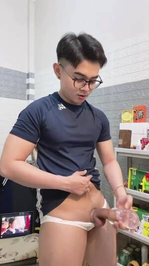 asian nerd dick - Asian Solo: Nerdy asian boy drains his cockâ€¦ ThisVid.com