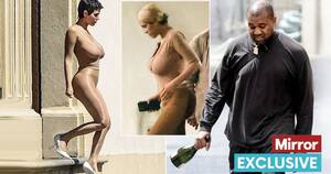 entire nudist - Kanye West clutches champagne bottle in street as wife bares all in nude  catsuit : r/WestSubEver