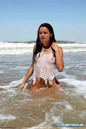michelel boobs naked beach - Michelle Rodriguez Beach See Thru Porn Fake 001 Â« Celebrity Fakes 4U
