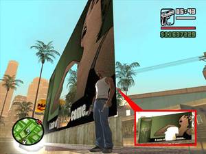 Gta Sa Porn - If you missed the gag caused by the crash, here it is again, as the sign  remains damaged for the rest of the game, hitting you over the head with  all the ...
