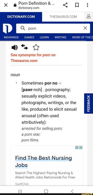 Def Porn - Porn Definition & : MEANINGS GAMES LEARN WRITING WORD OF THE See synonyms  for porn on noun
