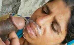 horny indian slut swallows cum - Indian slut eating cum