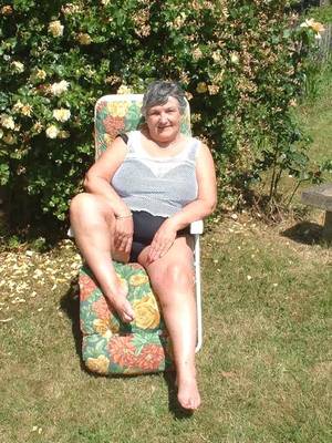 fat granny flashes - Sexy fat granny naked in the garden