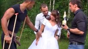 interracial bride bang - Russian bride enjoys an interracial gang-bang outdoors