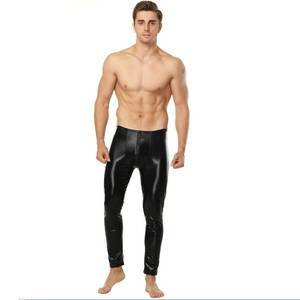 Leather Pants Porn - Sexy Lingerie Men's Patent Leather Pants Trousers Men Underwear Nuisette  Lenceria Costumes Porn Latex Hombre Leggings