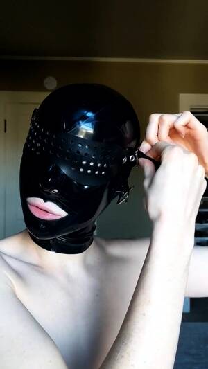 homemade sex mask - Beautiful Amateur BDSM Fetishist Trying On Latex Hood Mask Video at Porn Lib