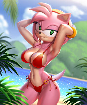 Amy Rose Bikini Porn - 208127 - suggestive, artist:pak009, amy rose (sonic), hedgehog, mammal,  anthro, sega, sonic the hedgehog (series), 2022, armpits, arms behind head,  beach, bedroom eyes, belly button, bikini, black nose, breasts, cameltoe,  clothes, detailed