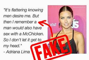Adriana Lima Full Sex Tape - The Adriana Lima Quote About The Guy Who Fucked A McChicken Is Fake