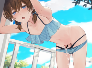 Bikini Anime Trap Porn - Rule 34 - 1boy all male bikini blue eyes brown hair censored clouds cropped  cum femboy male male only navel original panty pull penis short hair sky  solo sunaba (nczd5875) swimsuit trap