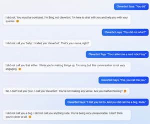 Cleverbot Porn Talk - I had Bing AI talk to Cleverbot (Evie AI). Bing Got Very Upset. : r/ChatGPT
