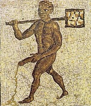 Historic Slave Porn - Mosaic Porn showing a black slave with an extraordinarily long schlong.  Timgad (current Algeria), circa 1st century CE. : r/MosaicPorn