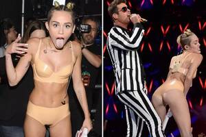 Big Boobs Porn Miley Cyrus - MTV VMA 2013: Miley Cyrus nude PVC performance - Irish Mirror Online