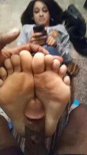 ebony foot fucking - Cute ebony gets her tattooed feet fucked by a large black dick - Feet9