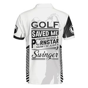 Funny Golf Porn - Black And White Golfer Men Polo Shirt, Golf Saved Me From Being A Porn -  Cerigifts