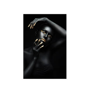 big black nude art - Black and Gold African Nude Woman Oil Painting - Minimalist Nordic