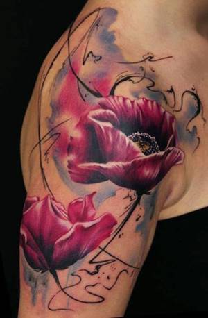 Full Body Tribal Tattoo Porn - Watercolor flower tattoo on shoulder, this is beautiful! (I know, me and my  watercolor tats but this is so pretty)
