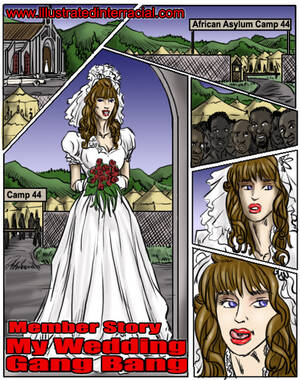 cartoon bride gangbang blacks - My Wedding GangBang- illustrated interracial - Porn Cartoon Comics